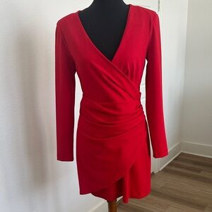Zara Vibrant Red Long Sleeve Dress